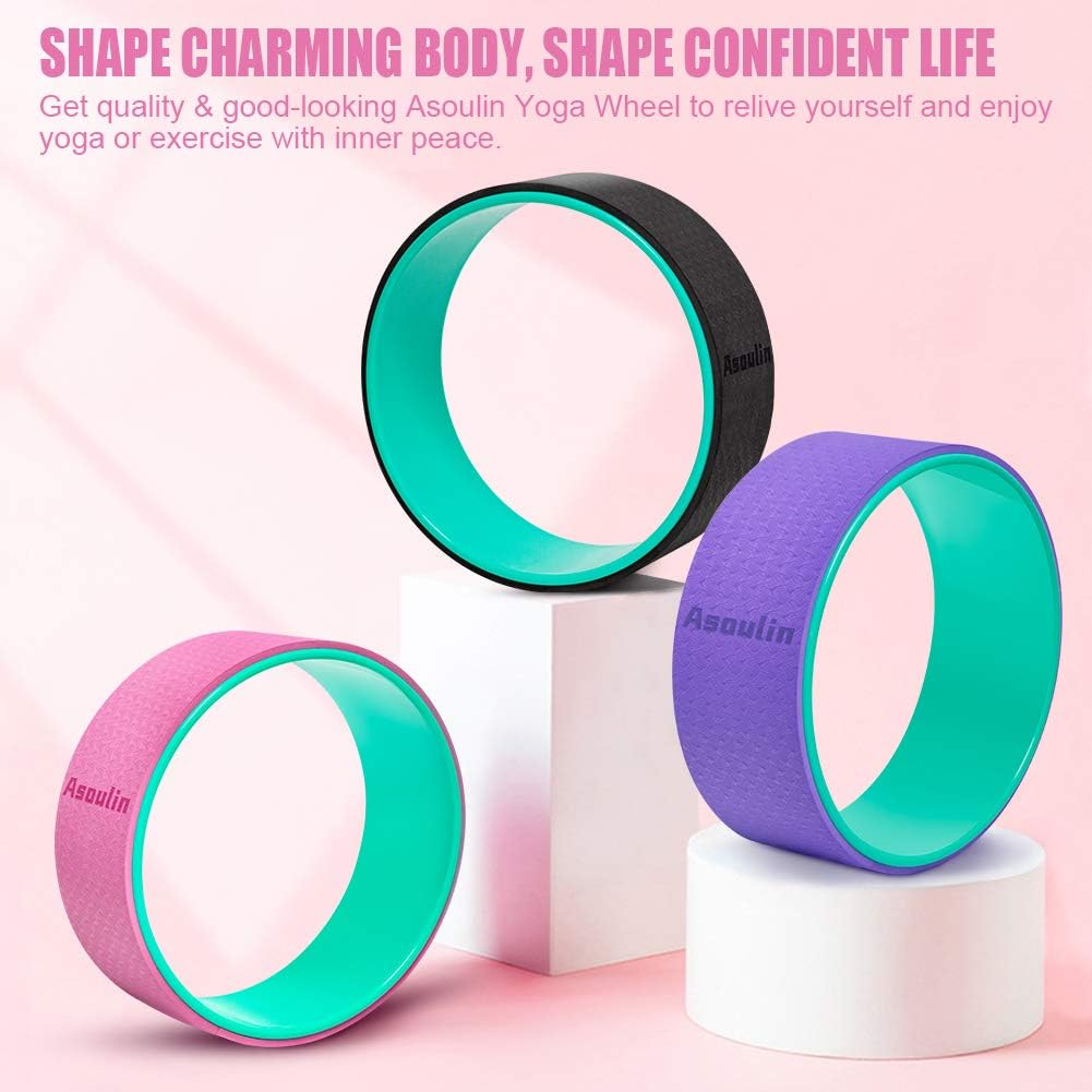 Yoga Wheel for Back Pain & Stretching, 12.6"x5.11" Yoga Roller Back Wheel Yoga Prop Wheel with Thick Cushion for Improving Flexibility, Backbends & Yoga Poses-Support 330LBS, Strong & Comfortable : Sports & Outdoors