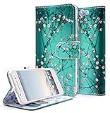 HTC One A9 Case, NageBee [Kickstand Feature] Premium PU Leather Flip Fold Wallet Case with [ID&Credit Card Slot] for HTC One A9 - Plum Blossom