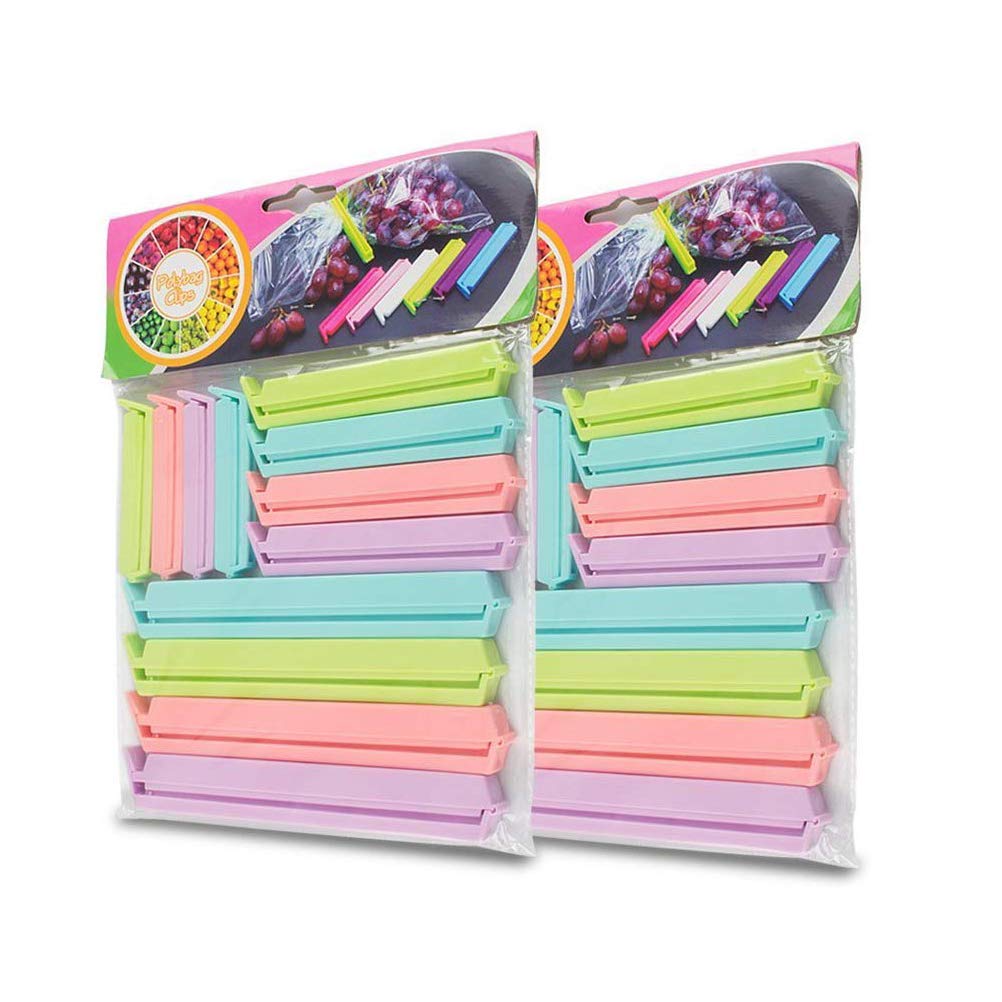 Bag Clips,24 pack Plastic Bags Sealing Clip for Foods and Snacks Anti-oxidation Multi-Colour Colourful 7cm 10cm 14.5cm