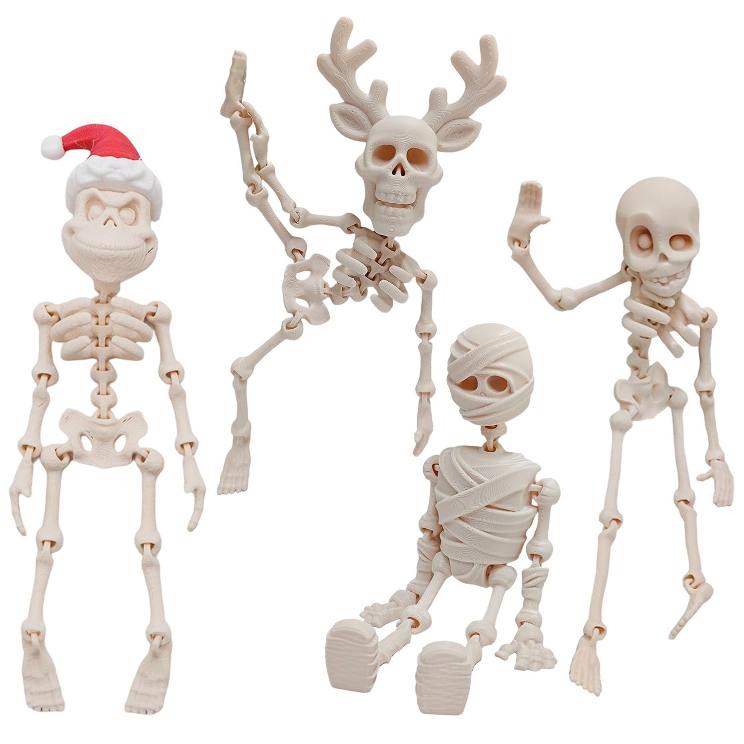 Photo 1 of 4 Pack Skeletons Halloween Decorations 6” Mini Skeleton Figure with Magnet Back for Halloween Decor, Haunted House, Spooky Office Desk Decor, Refrigerator Magnets & Scary Party Favors