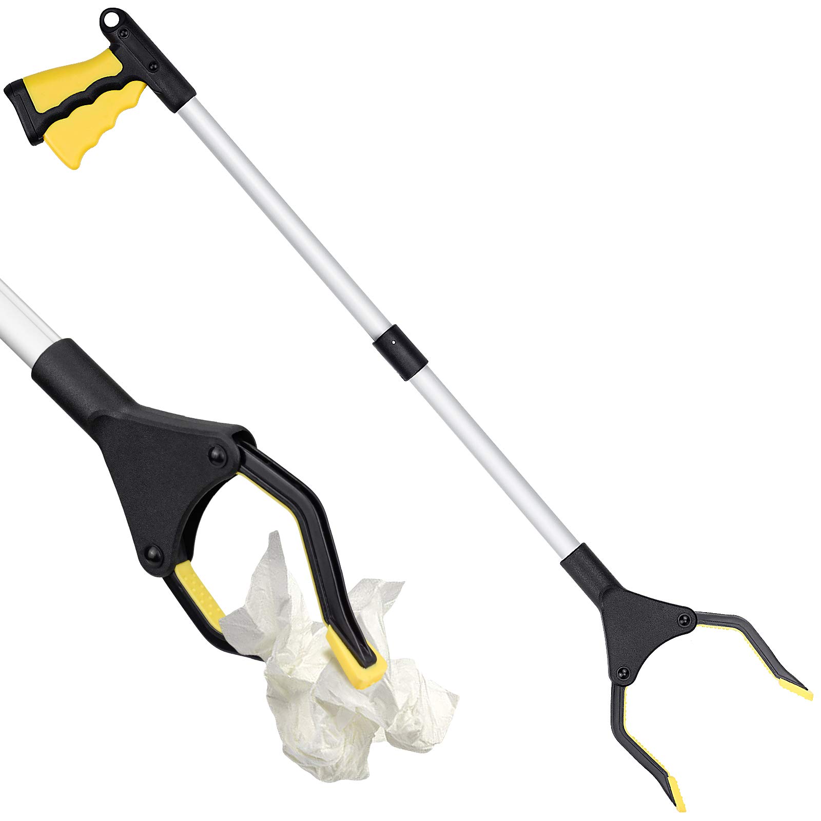 Demason 32" Litter Picker, Foldable Reacher Grabber Tool Litter Grabber Picker Arm Extension Reaching Aid Grabbers (Yellow)
