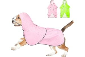 DOMIGLOW Reflective Dog Raincoat - Waterproof Dog Rain Jacket Hooded Poncho Lightweight Dog Rain Coat with Transparent Cap Brim (Medium, Pink)