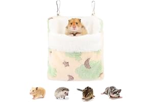 Reshiho Sugar Glider Sleeping Pouch Bag, Warm Hamster Hammock Pouch Sack Small Pet Hanging Bed for Hamster Rat Hedgehog Squirrel and Other Small Animal (Green)