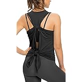 Sanutch Women’s Open Back Yoga Tank Top Tie Back Sleeveless Workout Shirt Backless Athletic Activewear