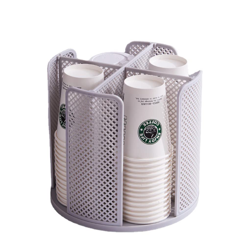 Hosoncovy Cups Holder 360 Rotating Paper Cup Dispenser,Cup Organizer for Home Kitchen Office Bar (Grey)