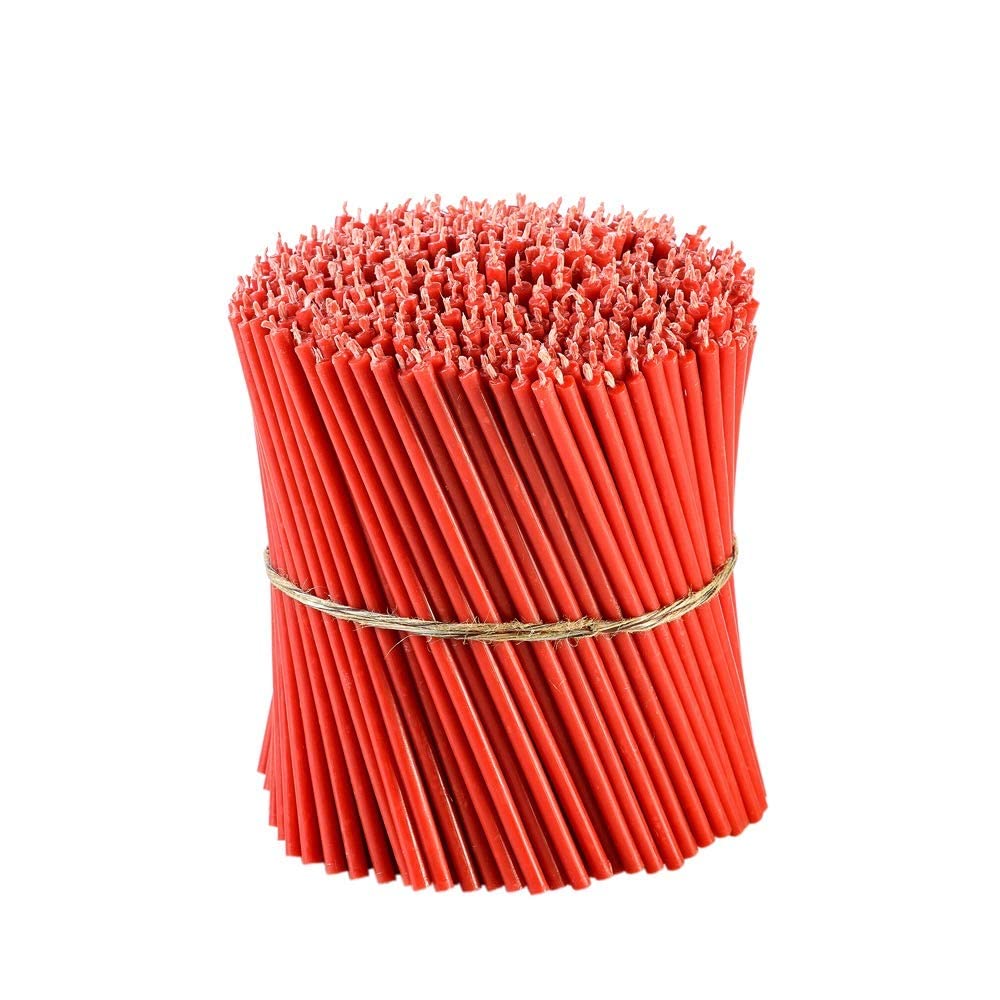 Danilovo Thin Taper Beeswax Candles - Honey-Scented, Decorative Candles Ideal for Birthday Decoration or Church Prayers - Red Drip Free, Tall & Smokeless Pack of 50 pcs, 16 x 0,5 cm