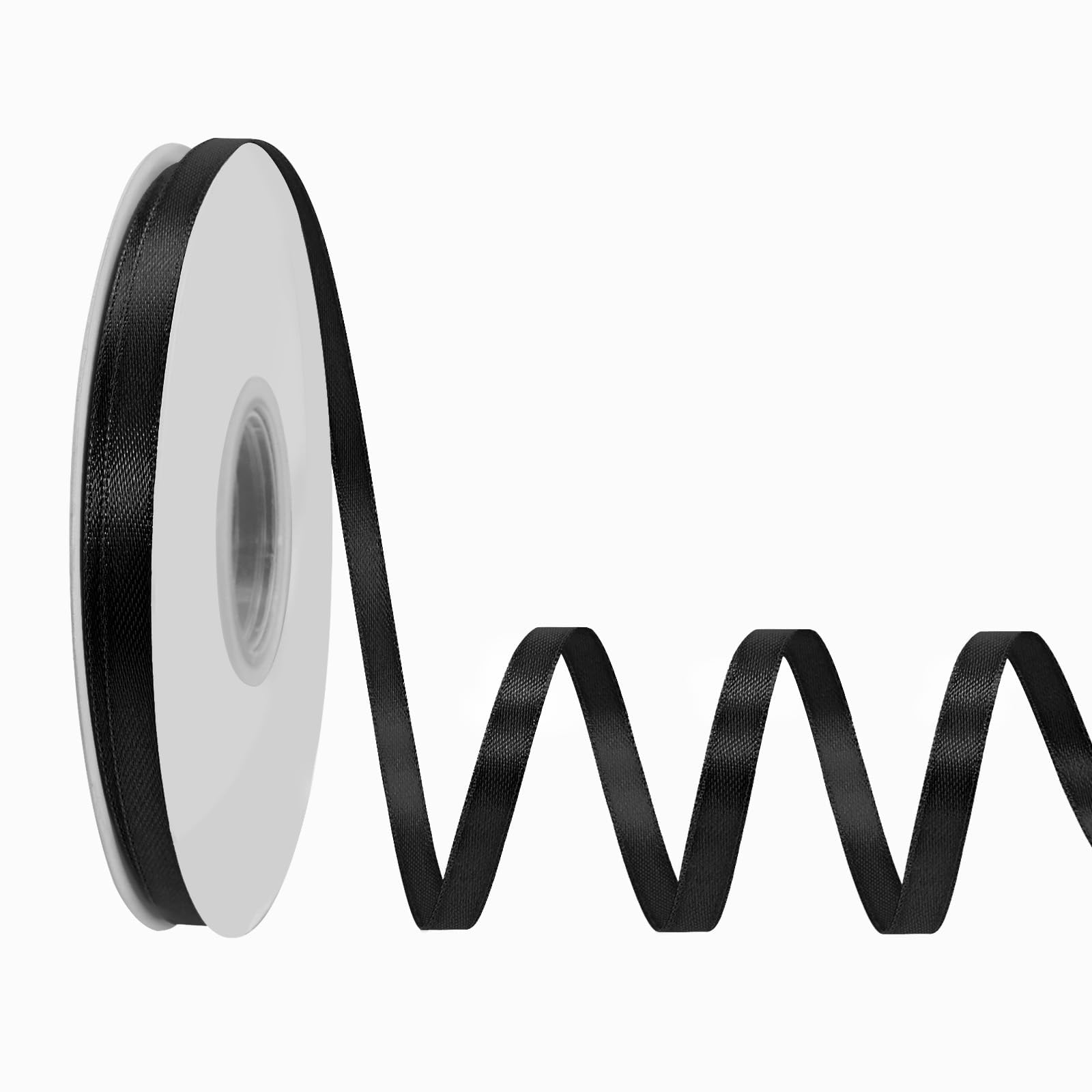 LoomJoyz Double Sided 6mm Black Satin Ribbon 45 Meters Satin Ribbon Ideal for Gift Wrapping Flower Bouquet Crafts Weddings Floral Arrangements & Bows