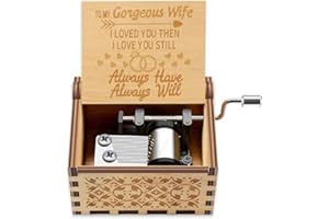MUZERO Music Box for Wife Gift - to My Gongeous Wife Mother Day Anniversary Christmas Birthday Gift for Girlfriend from Husband Wooden Hand Crank Musical Box Play You are My Sunshine
