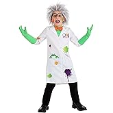 Fun Costumes Kid's Raving Mad Scientist Costume, Child Scientist Halloween Costume with Jacket, Wig, Glasses and Gloves