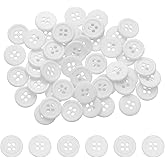 PATIKIL 50Pcs 24L 4-Hole Resin Sewing Buttons for Crafts, 15mm 3/5" Round Clothing Fastener Round Resin Buttons for DIY Sewing Clothes Fabric Pants Dress Skirt Crafts Replacement, White