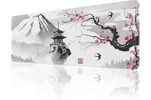 ETZ Japanese Cherry Blossom Mouse Pad (31.5 × 11.8 × 0.12 inch) Extended Large Mouse Mat Desk Pad, Stitched Edges Mousepad,Non-Slip Rubber Base,Gaming Mouse Pad,Office & Home.