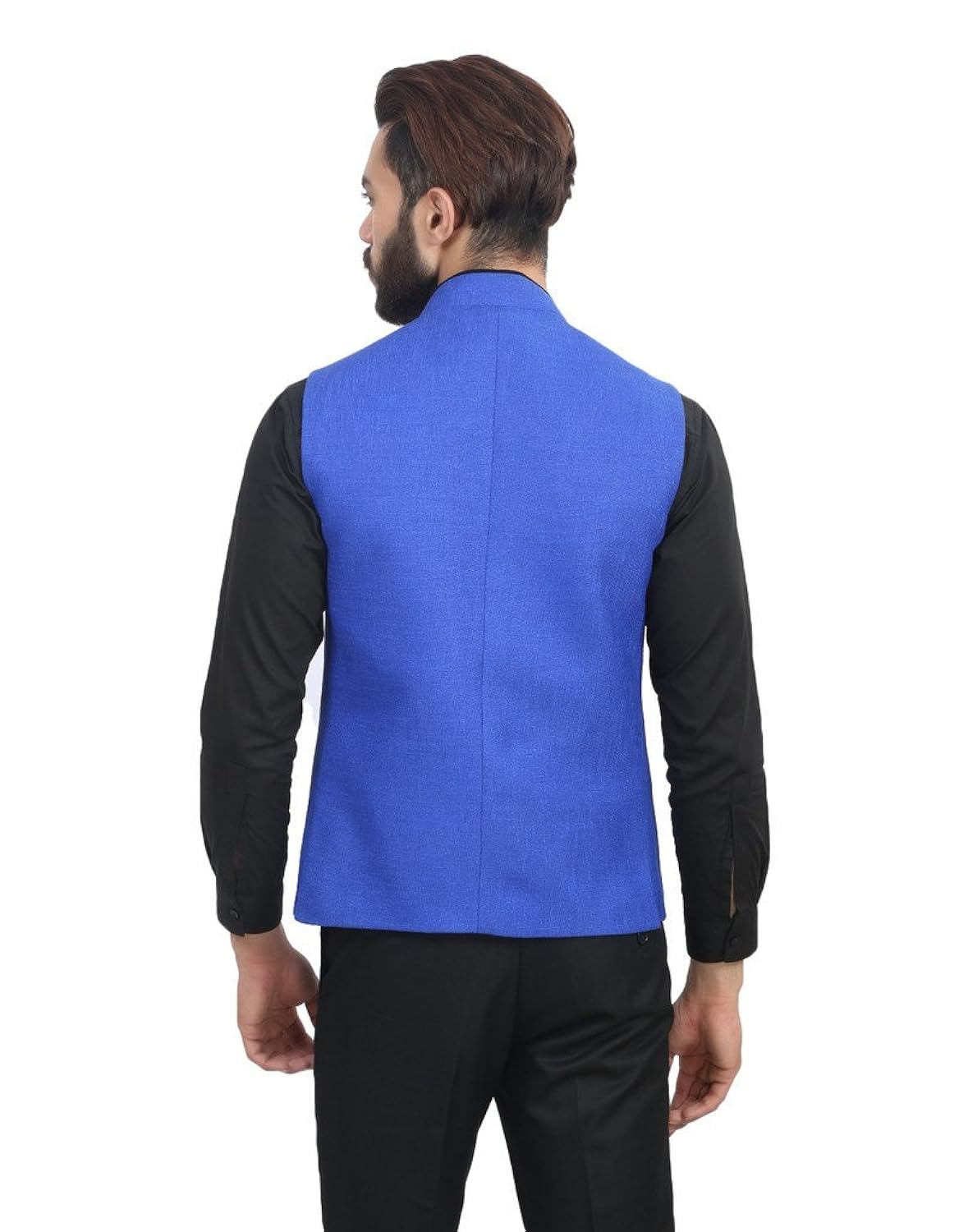 manq men's band collar slim fit party/casual waist coat