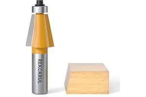 REKCKRUL 11.25 Degree Chamfer Router Bit with Bearing, 1/2 Inch Shank, 1 Inch Cutting Length, Carbide Tipped Woodworking Router Bits for Precision Edge Trimming