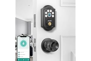 Smart Deadbolt Door Lock Set: Hornbill Keyless Entry Door Knobs with Fingerprint Electronic Digital Bluetooth Door Lock with Keypad Code App Alexa Auto Lock for House Apartment Black