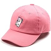 Julerwoo Girls Pink Cotton Baseball Caps Unicorn & Rainbow Printed Adjustable Sun Hats