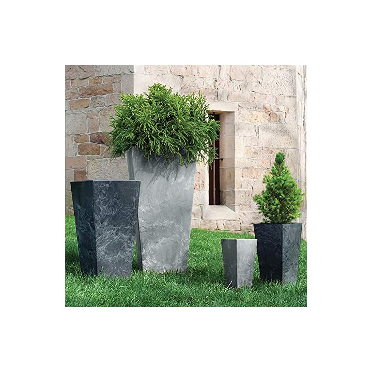 ArtStone Ella Tall Planter, Grey, 13.5Inch Mideloka