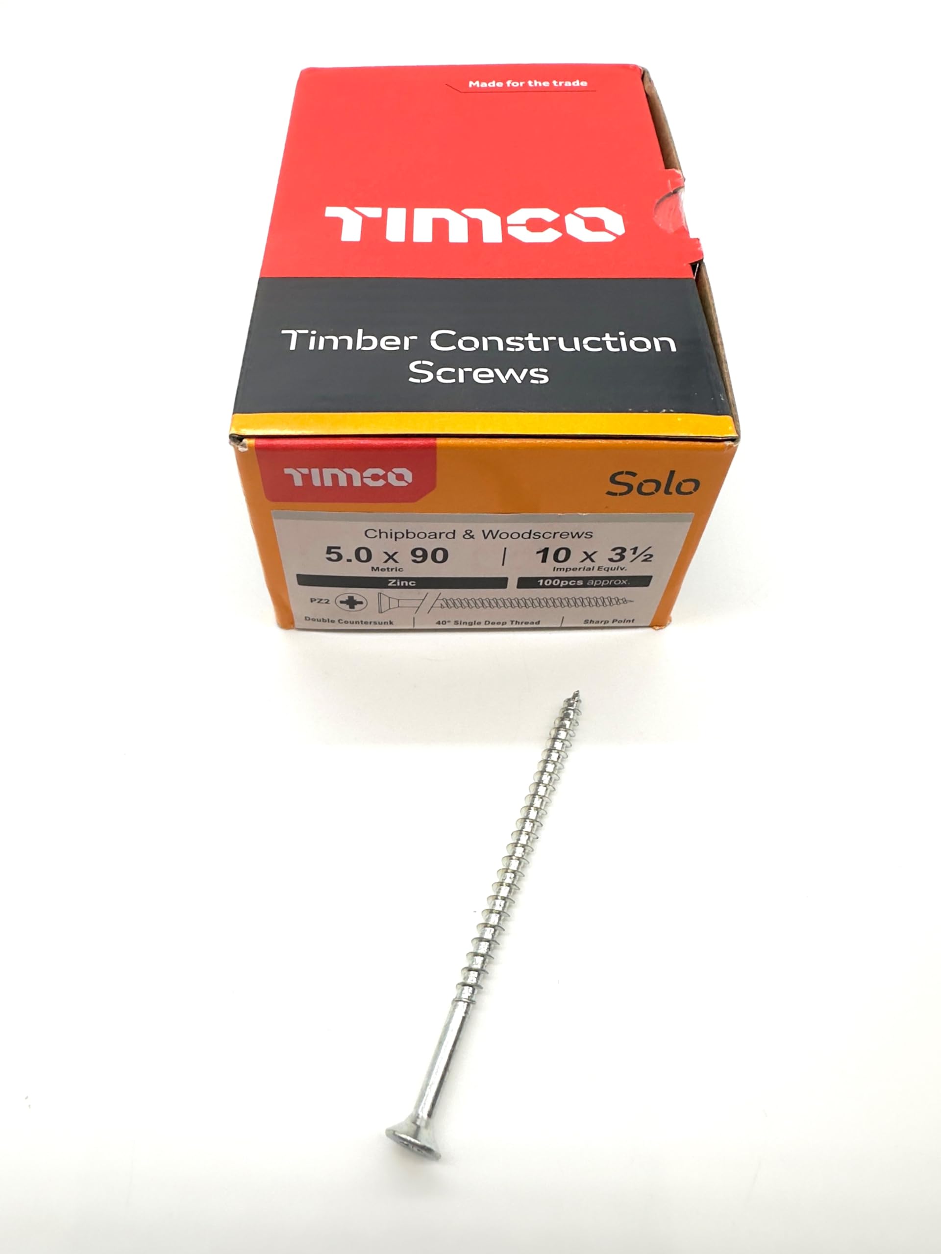 100 Pcs Silver Wood Screws Double Countersunk General Purpose Long Timber Screws (5mm x 90mm)