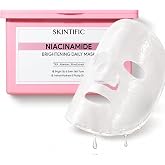 SKINTIFIC Niacinamide Daily Sheet Mask with Tranexamic Acid &amp; Rice Extract | 10-Minute Hydrating and Smoothing Facial Mask for Even Tone and Radiant-Looking Skin, 30 Pre-Soaked Sheets