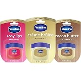 Vaseline Lip Therapy Variety 3-Pack, Mini Lip Balm Set, 0.25 Oz Ea | 3 Varieties (Cr&egrave;me Br&ucirc;l&eacute;e, Rosy Lips, Cocoa Butter) | Mini Lip Balms for Soft, Glowing &amp; Deliciously Kissable Lips