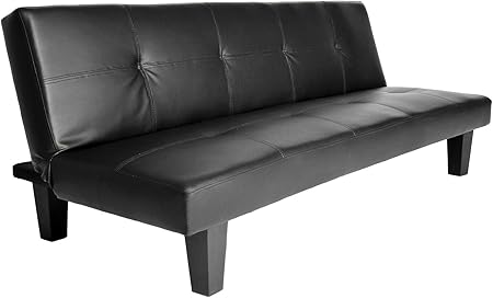 Click Clack Sofa Bed Black Faux Leather 2 3 Seater Modern Settee
