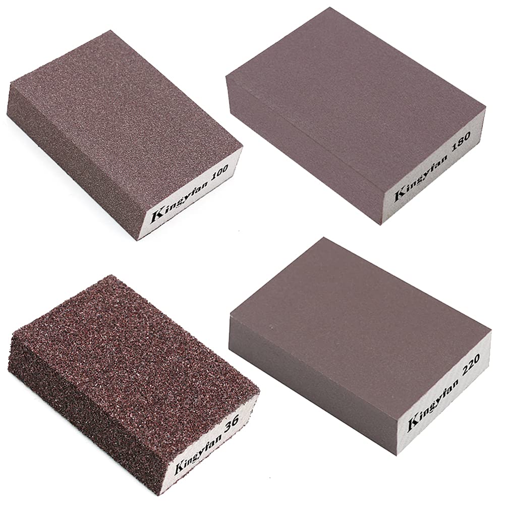 Sandpaper Sponge Abrasive Sponge Block Wet Dry Sandpaper Block Washed Reusable Sanding Pad Decoration Work Woodworking Furniture Polishing High Density Rust Removing Brick Sand Wall Block 4 Pieces
