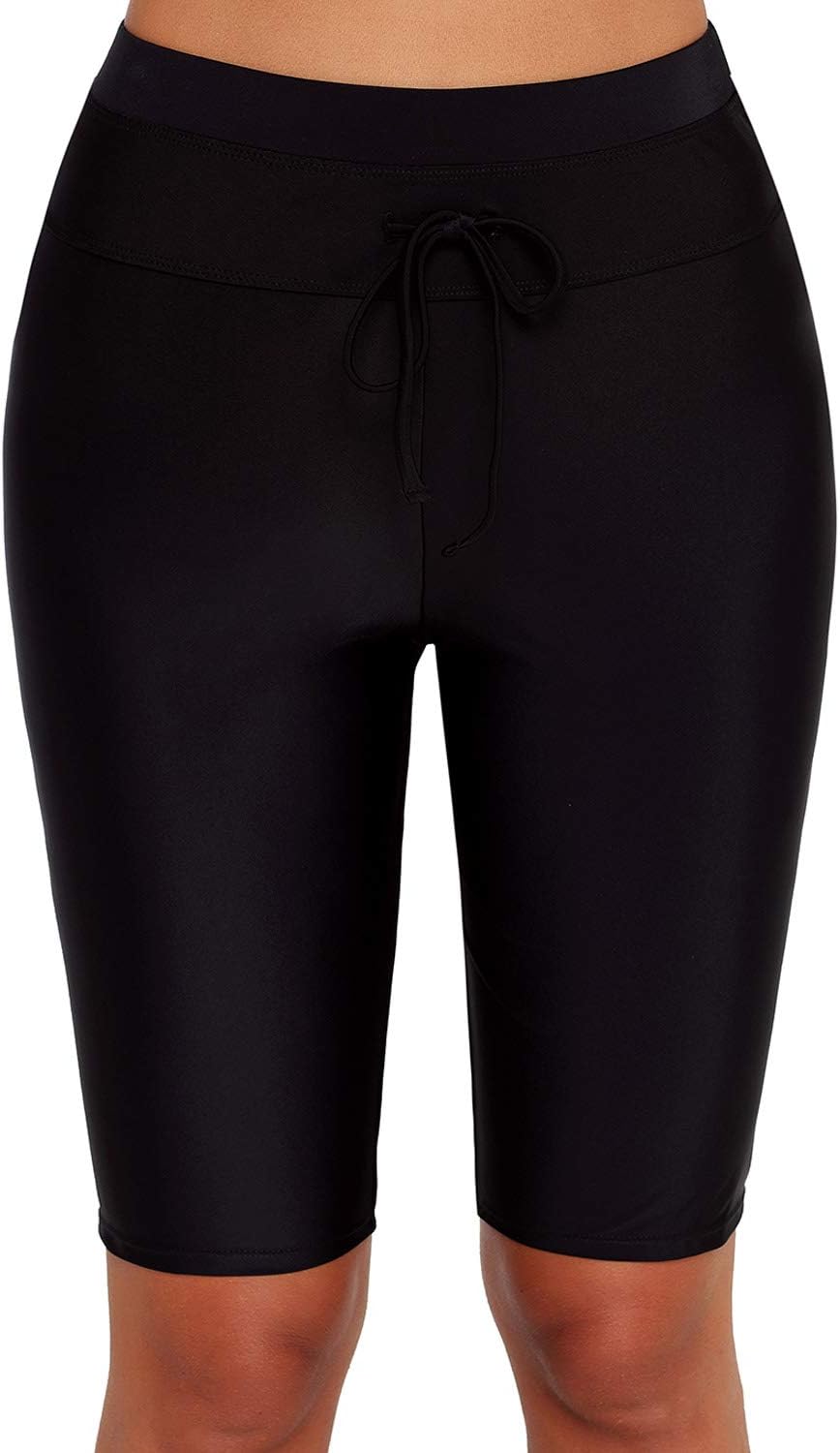 Zecilbo Women's Long Board Tummy Control Swim Shorts High Waisted