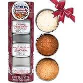 Gustus Vitae | Coffee Sugars Gift Set of 3 | Gourmet Spice Infused Sugar | Premium Sugar &amp; Spice Blend | Specialty Coffee Sugar | Gift | Holiday Flavor | Natural | Non GMO | Made in USA | Magnetic Tin