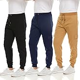 3 Pack: Men's Fleece Cargo Jogger Active Athletic Sweatpants with Pockets
