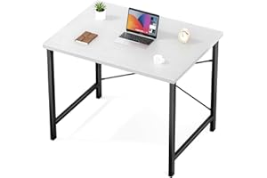 Sweetcrispy Computer Desk, Small Office 32 Inch Writing Work Study Kids Student Teacher Home Bedroom Table with Metal Frame Wood Tabletop - White