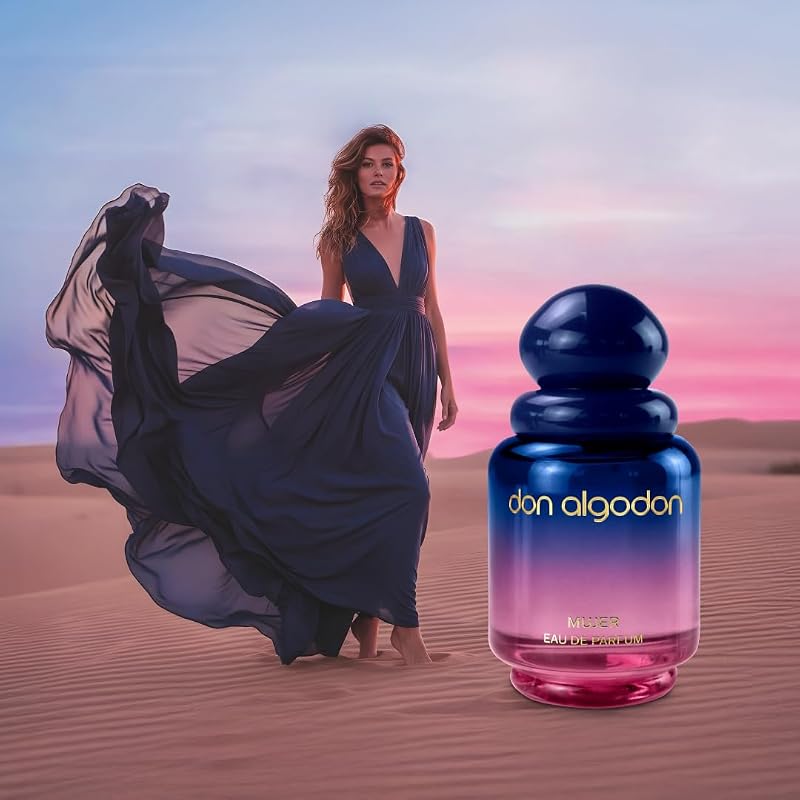 Don Algodón Set Eau de Parfum Mujer | 100 ml + 30 ml | Perfume floral gourmand con lirios del desierto, coco e iris | Fragancia intensa, femenina y elegante | Ideal para regalo