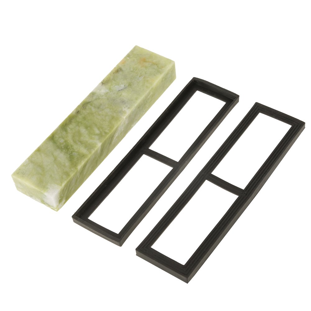 Hilitand Knife Sharpener, Natural green jade 10000 Grit Fine Whetstone with Draining Base