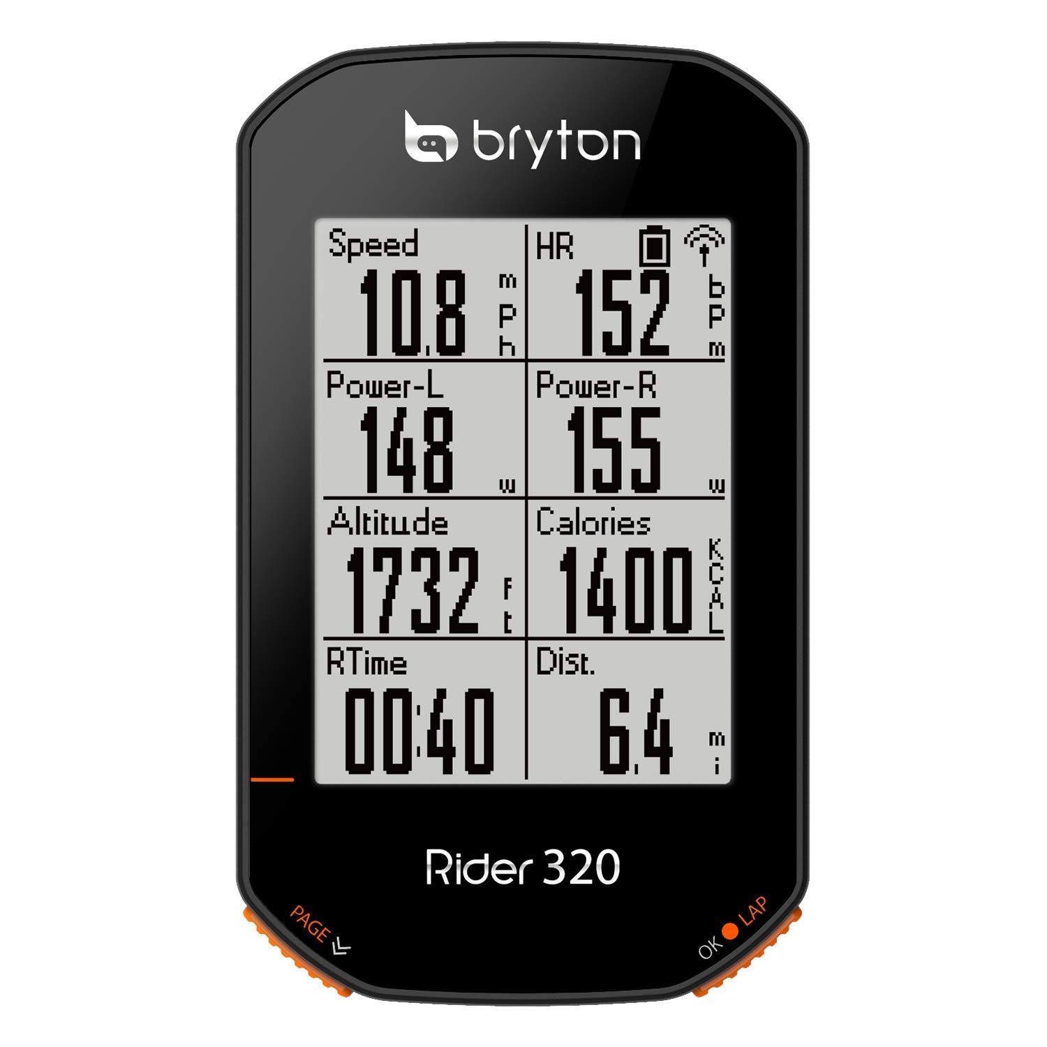 Bryton Rider 320E GPS Bike/Cycling Computer. 5 Satellite Systems Support. 35hrs Long Battery Life. Support ANT+/BLE Speed, Cadence, Heart Rate Monitor sensors, ANT+ Power Meter.