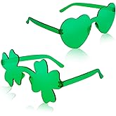 Uintoon 12/2 Pcs St. Patrick's Day Shamrock Sunglasses Four Leaf Clover Green Glasses Irish Accessories for St Patricks Party