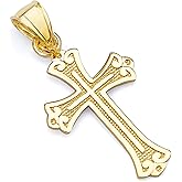 14k REAL Yellow Gold Religious Cross Charm Pendant