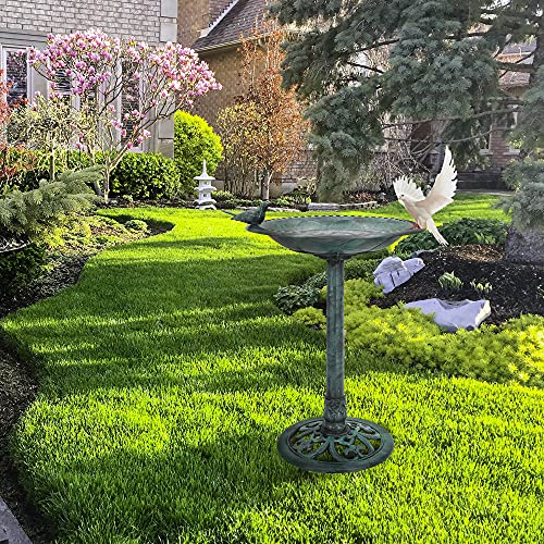 Tonahutu 28 Inch Bird Bath for Outdoor with Bird Decoration Lightweight