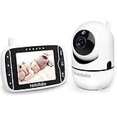 HelloBaby Baby Monitor with Remote Pan-Tilt-Zoom Camera and 3.2'' LCD Screen, Infrared Night Vision (Black)