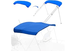 Mionovity 3 Bow Bimini Top Replacement Canvas with Light Hole & Storage Boot, Heavy Duty Waterproof 900D Durable Marine Sun Shade Bimini Top Canvas Only Without Frame, 6'L 79"-84" W Blue, No Frame