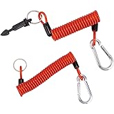 Lyreh 2pcs Trailer Breakaway Cables Kit, 4ft Coiled Trailer Brake Away Safety Cable Spring Wire Trailer Emergency Cable for RV Camper Boat Towing Parts Accessories(1 with Pin, 1 Without Pin)