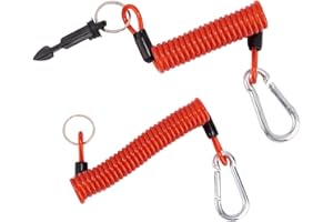 Lyreh 2pcs Trailer Breakaway Cables Kit, 4ft Coiled Trailer Brake Away Safety Cable Spring Wire Trailer Emergency Cable for R
