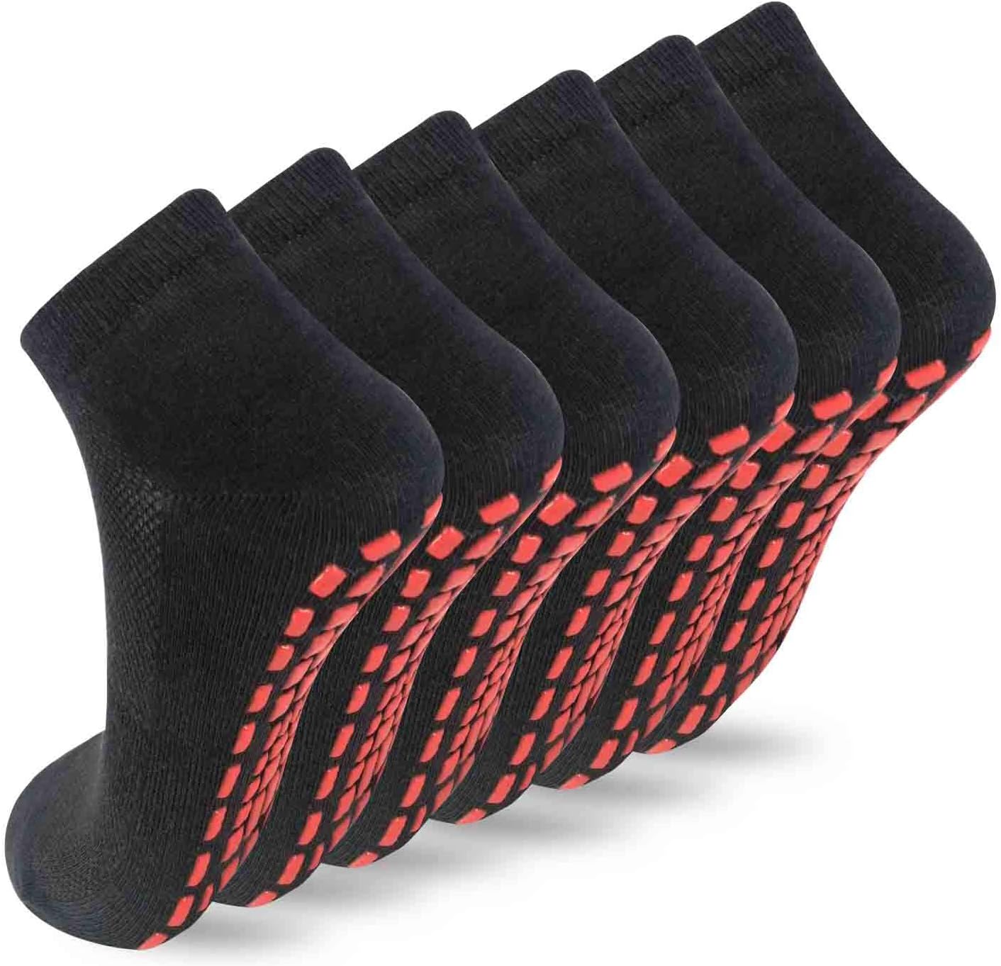 NOVAYARD 6 Pair Non Slip Grip Socks Yoga Pilates Hospital Socks Sticky