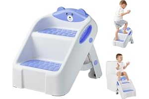 BONBAY Step Stool for Toddlers, Toddler Step Stool for Bathroom Sink, Foldable Non-Slip Kids Stool with Handle, 2 Step Stools for Kids, Toddler Stool for Kitchen Bedroom Counter Sink