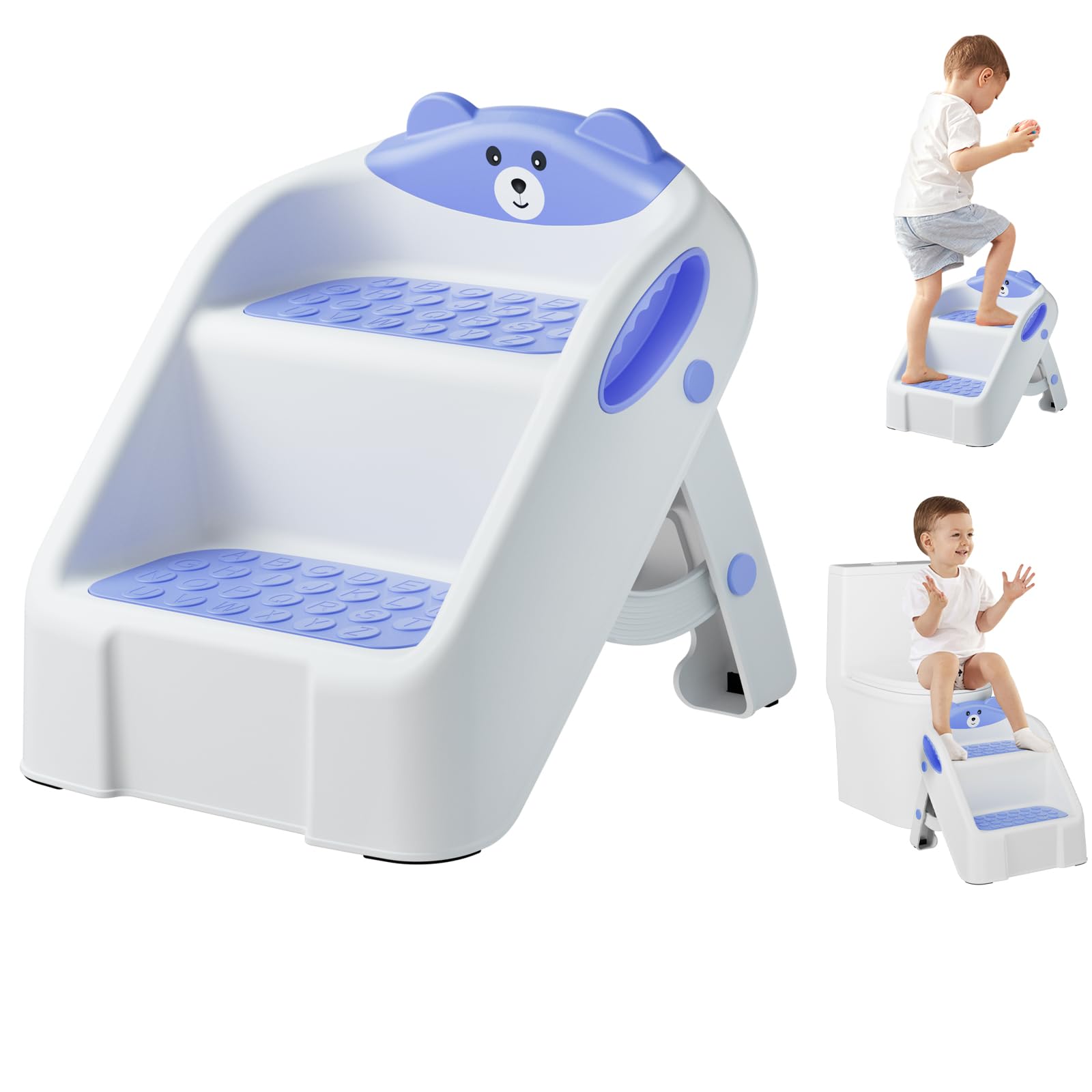 Photo 1 of Step Stool for Toddlers, Toddler Step Stool for Bathroom Sink, Foldable Non-Slip Kids Stool with Handle, 2 Step Stools for Kids, Toddler Stool for Kitchen Bedroom Counter Sink