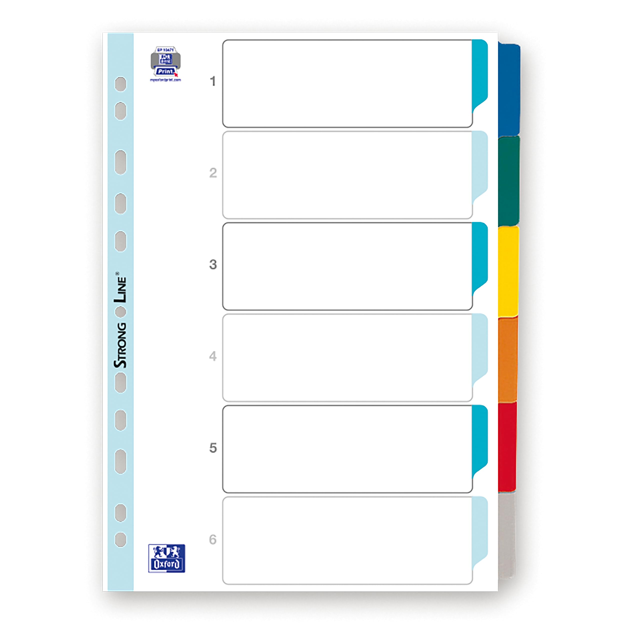 OXFORD 20 Packs of Neutral Dividers A4 6 Positions Card Thickness 170 g White