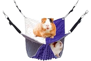 BESNEW Enlarged Guinea Pig Hammock,Guinea Pig Cage Accessories 2 Tier Soft Ferret Rat Hanging Hammock for Small Animals Hiding Sleeping,Adjustable Length 13.8x13.8 in