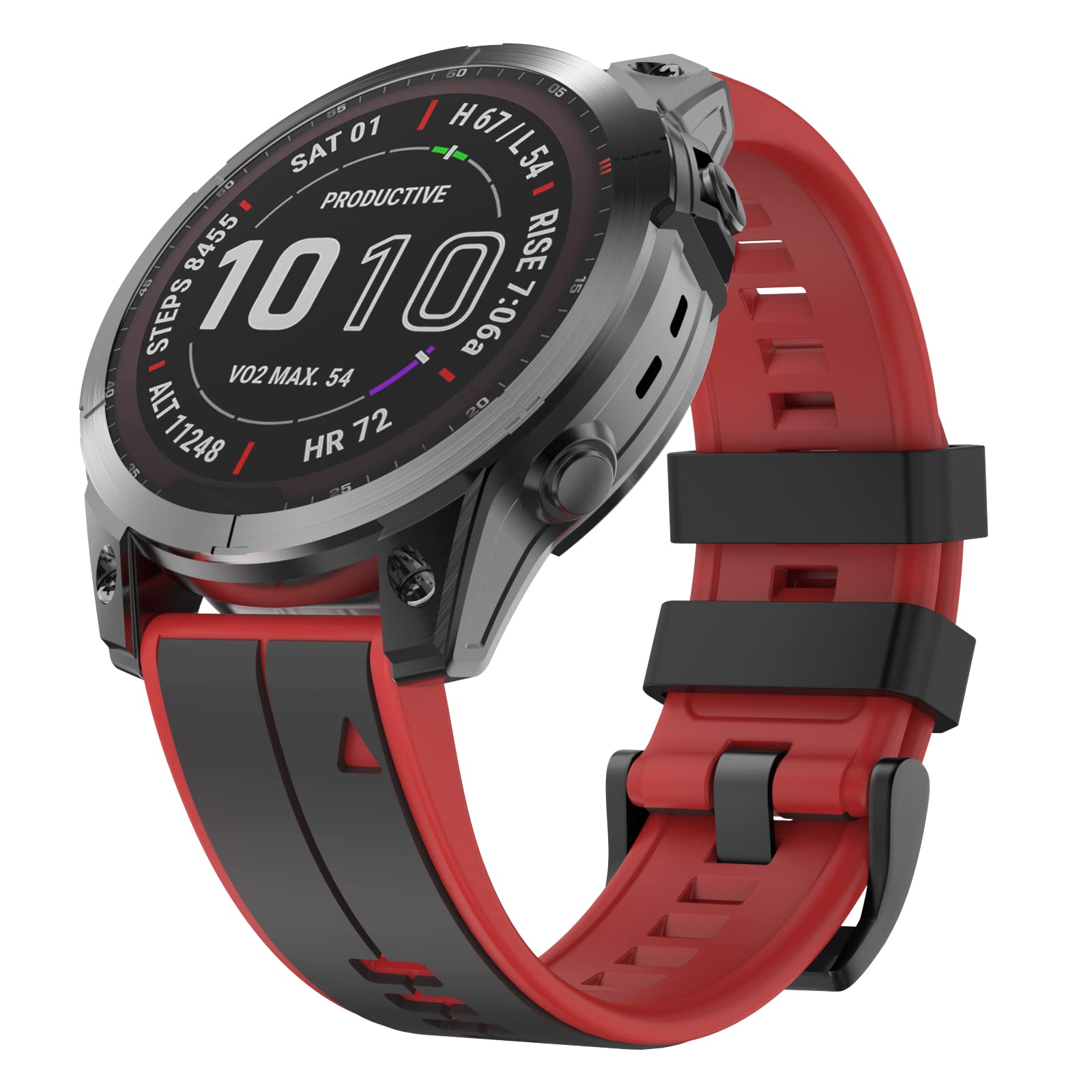 MYSNBKN Strap for Fenix 7, 22MM Width Silicone bands Fit Fenix 8 47mm/Fenix 7/Fenix 7 Pro/Fenix 6/Fenix 6 Pro/Fenix 5/Fenix 5 Plus/Forerunner 935/945/955/Approach S60/S62,EPIX 2/D2 Delta, Black Red