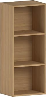 Vida Designs Oxford 3 Tier Cube Bookcase Oak Wood Shelving Display Unit