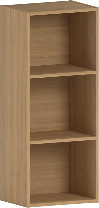 Vida Designs Oxford 3 Tier Cube Bookcase Oak Wood Shelving Display Unit