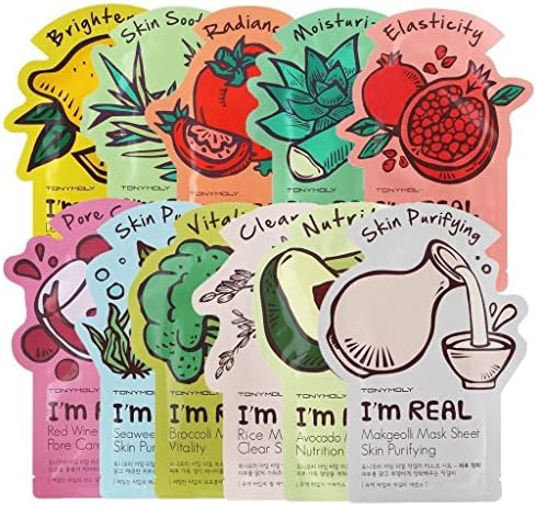 Aosmart Facial Mask Sheet I'm Real, 11 Pack Sheet Mask Full Face Korean Mask