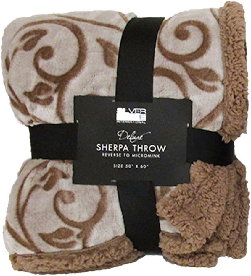 Silver One Deluxe Sherpa Throw Decorative Blanket | 50" x 60" Super Soft Plush All Season Blanket for Bed or Couch | Reversible (Sherpa to Micromink)