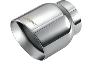 Upower Exhaust Tip 3" Inlet Dual Wall 4" Outlet 5" Long Polished Stainless Steel Exhaust Tailpipe Weld-On Slant Cut Universal